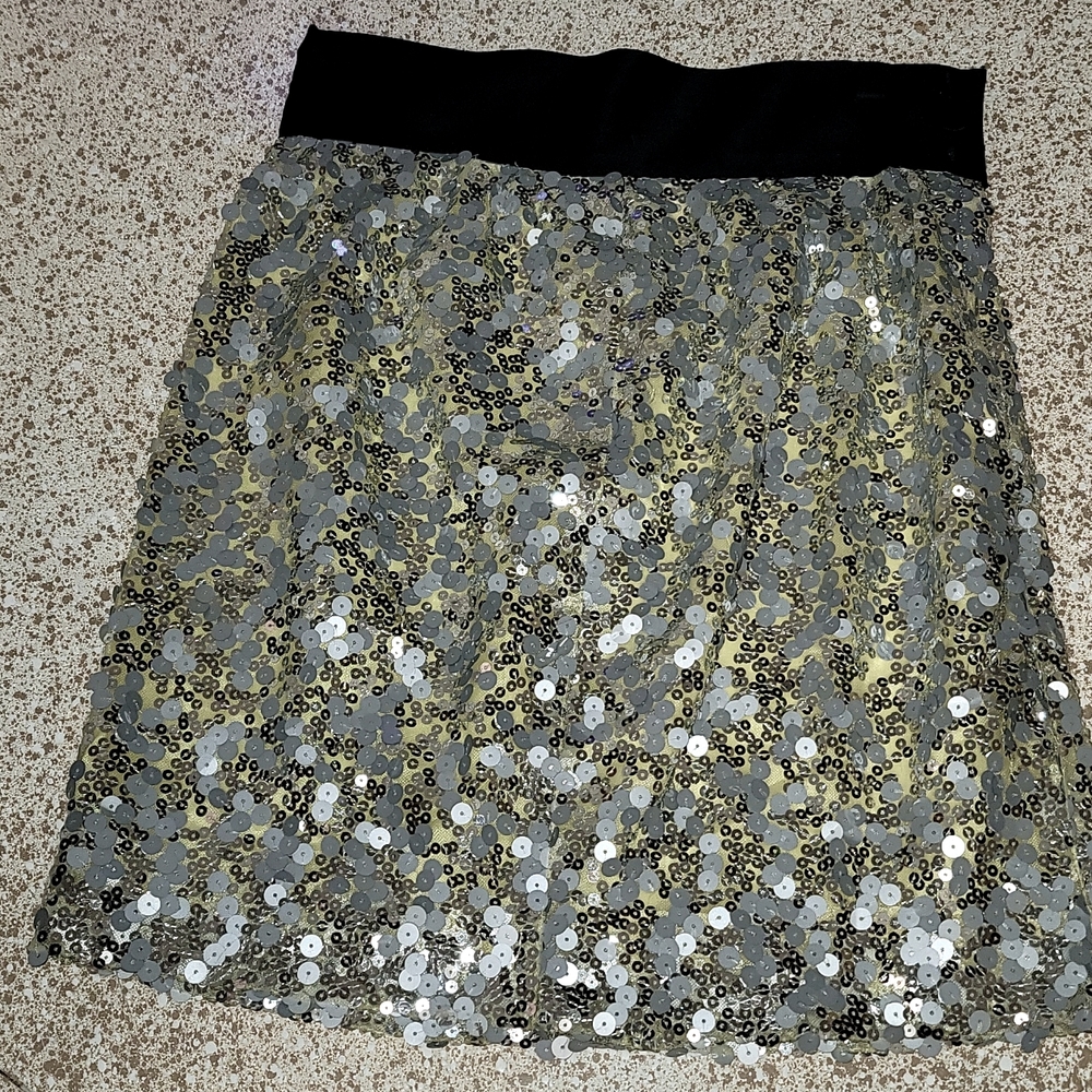 Sequins miniskirt with satin sunshine built in slip can be removed for sexy look